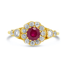 Load image into Gallery viewer, Antique style Ruby and Diamond ring - SOLD