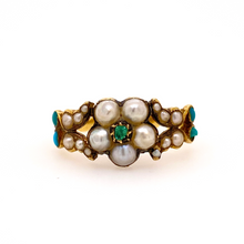 Load image into Gallery viewer, Georgian Pearl and Emerald Flower Ring