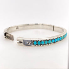 Load image into Gallery viewer, Antique Bohemian Sterling silver turquoise bangle.