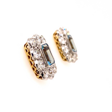 Load image into Gallery viewer, Aquamarine and Diamond Halo Earrings
