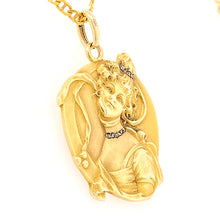 Load image into Gallery viewer, 14ct Yellow Gold Art Nouveau Pendant Depicting a Beautiful Woman - SOLD