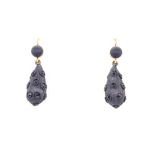 Load image into Gallery viewer, Jet Petrified Oak Fancy Drop Earrings SOLD