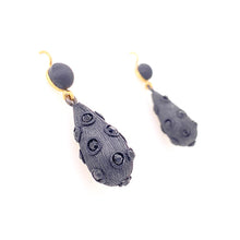 Load image into Gallery viewer, Jet Petrified Oak Fancy Drop Earrings SOLD