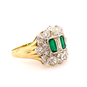 18ct Emerald and Diamond Antique ring