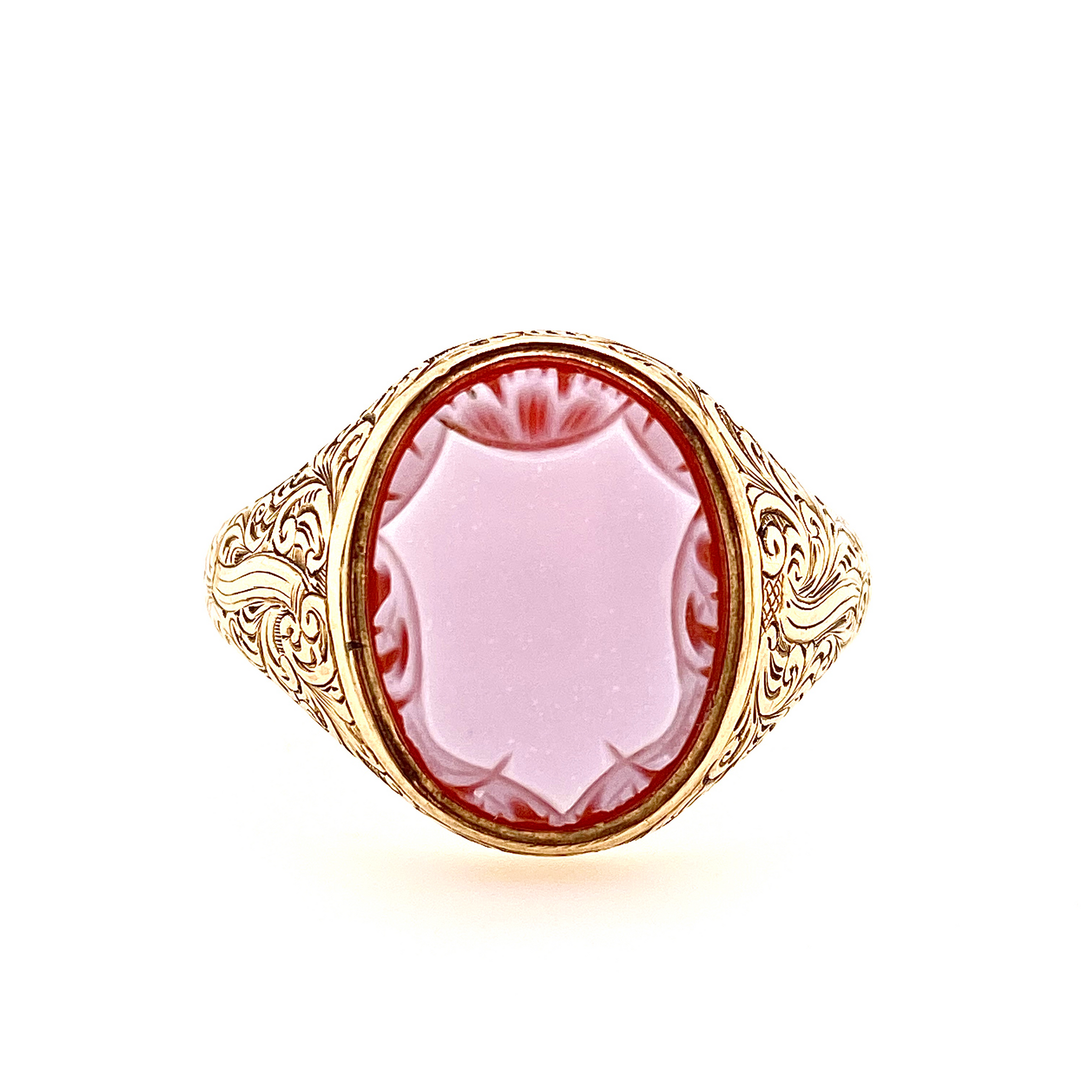 9ct Old Gold SardOnyx Signet Ring SOLD Trewarne Antiques