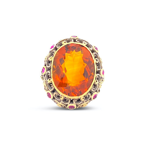 Antique Citrine and Ruby Ring - SOLD