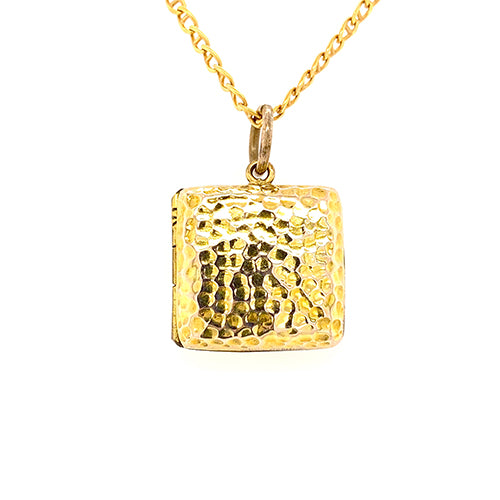 Square Locket pendant with hammered finish