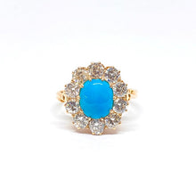 Load image into Gallery viewer, 18ct Rose Gold Turquoise &amp; Diamond Cluster Ring
