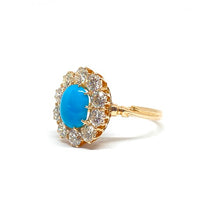 Load image into Gallery viewer, 18ct Rose Gold Turquoise &amp; Diamond Cluster Ring
