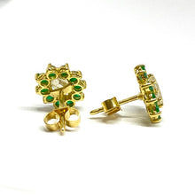 Load image into Gallery viewer, 18ct Yellow gold emerald and diamond cluster earrings SOLD
