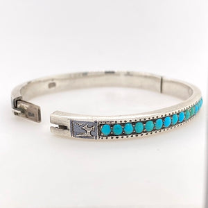 Antique Bohemian Sterling silver turquoise bangle.