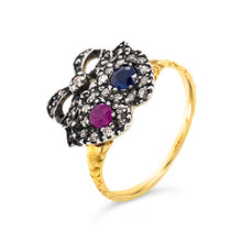 Load image into Gallery viewer, two hearts entwined ruby sapphire melbourne
