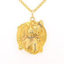 Load image into Gallery viewer, 14ct Yellow Gold Art Nouveau Pendant Depicting a Beautiful Woman - SOLD
