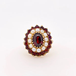 Vintage Garnet and Pearl Ring